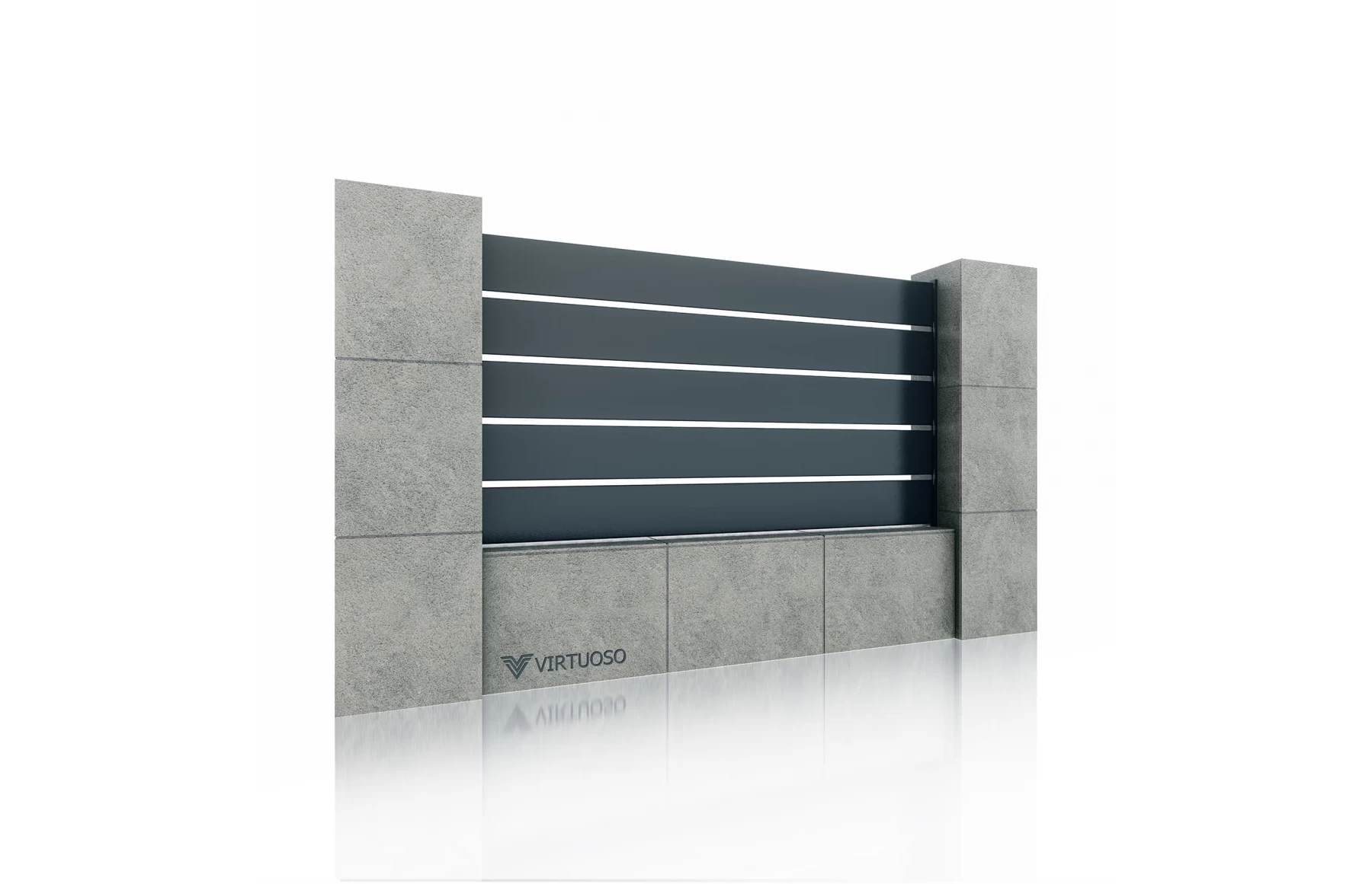 Gard metalic din aluminiu, stalpi existenti, model Prometheus