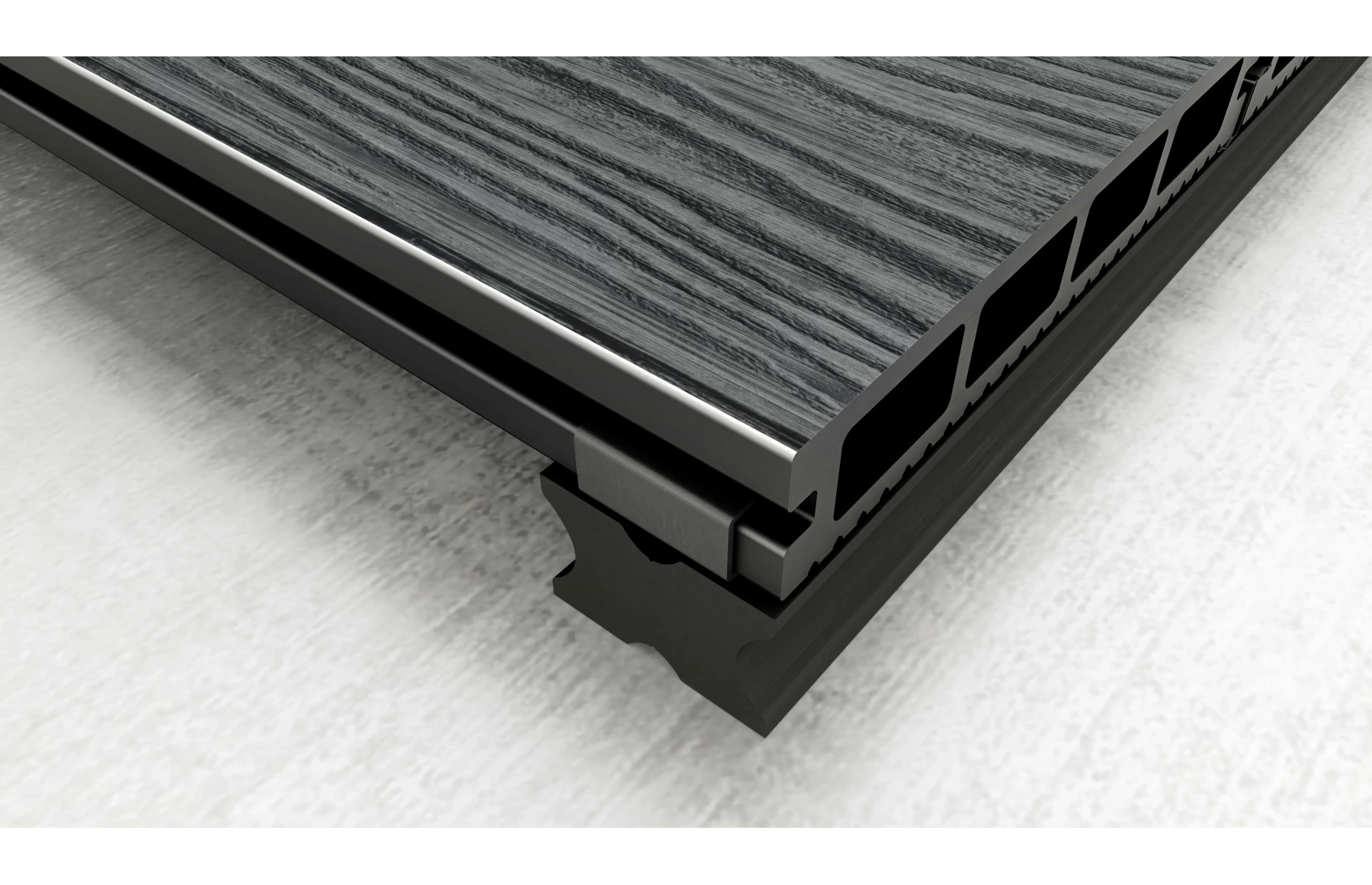 Placa deck terasa WPC 3D, tip pardoseala/dusumea WPC, 150x25 mm, gri antracit linii periat