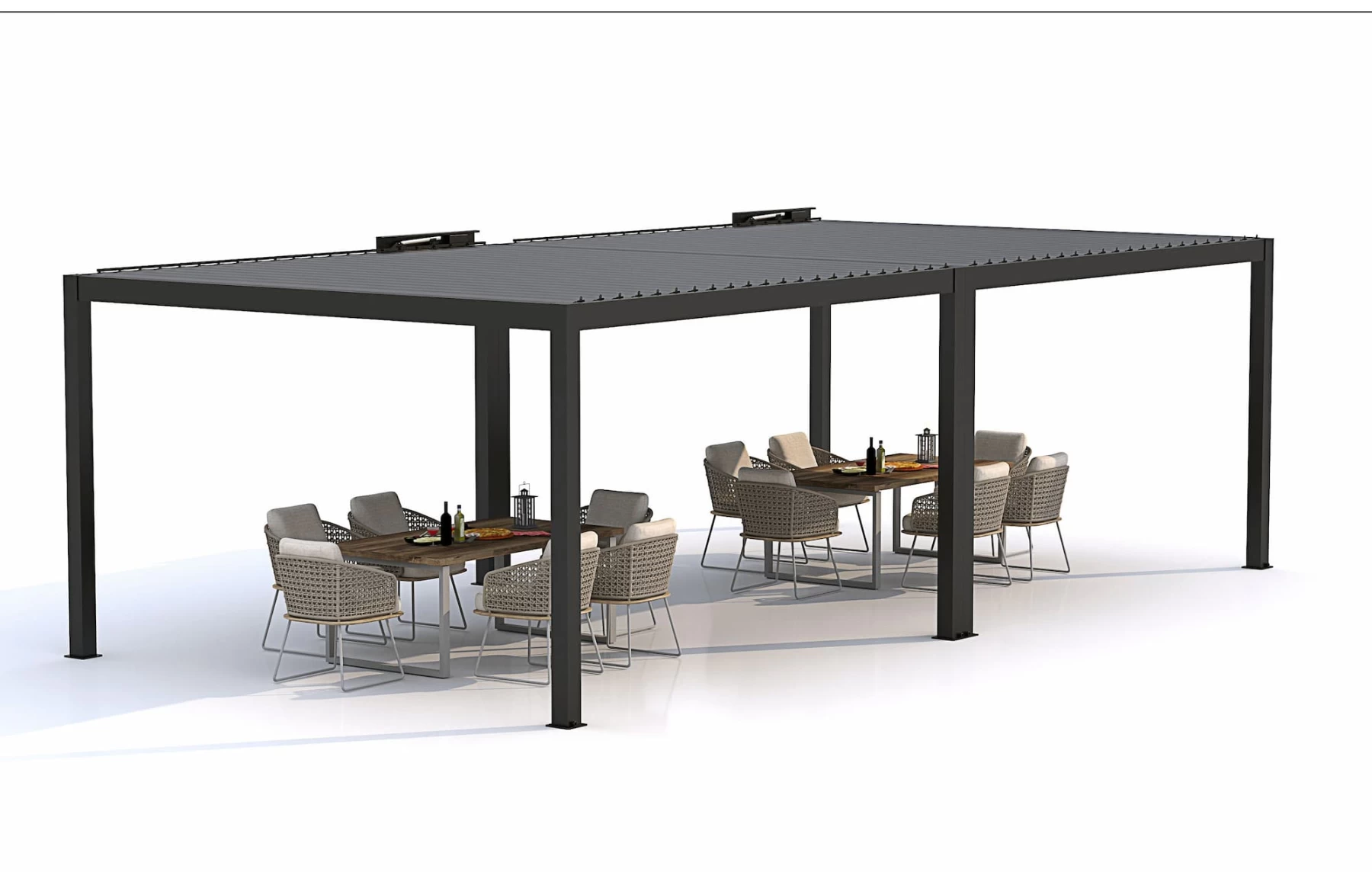 Pergola DELUXE Bioclimatica Motorizata Led, Pavilion 4x6x2.5metri, Premium, Aluminiu