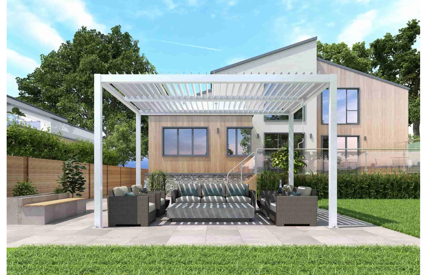 Pergola X Bioclimatica Alba, Pavilion 3x4x2.5metri cu LED , Premium, Aluminiu