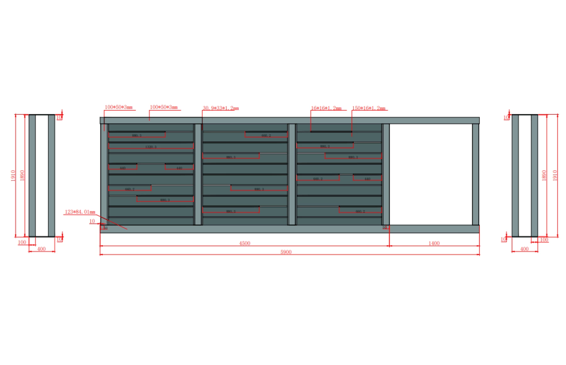 Poarta autoportanta aluminiu 4500 x 1800mm, prefabricata, model Ragnar, insertii tip lemn aluminiu